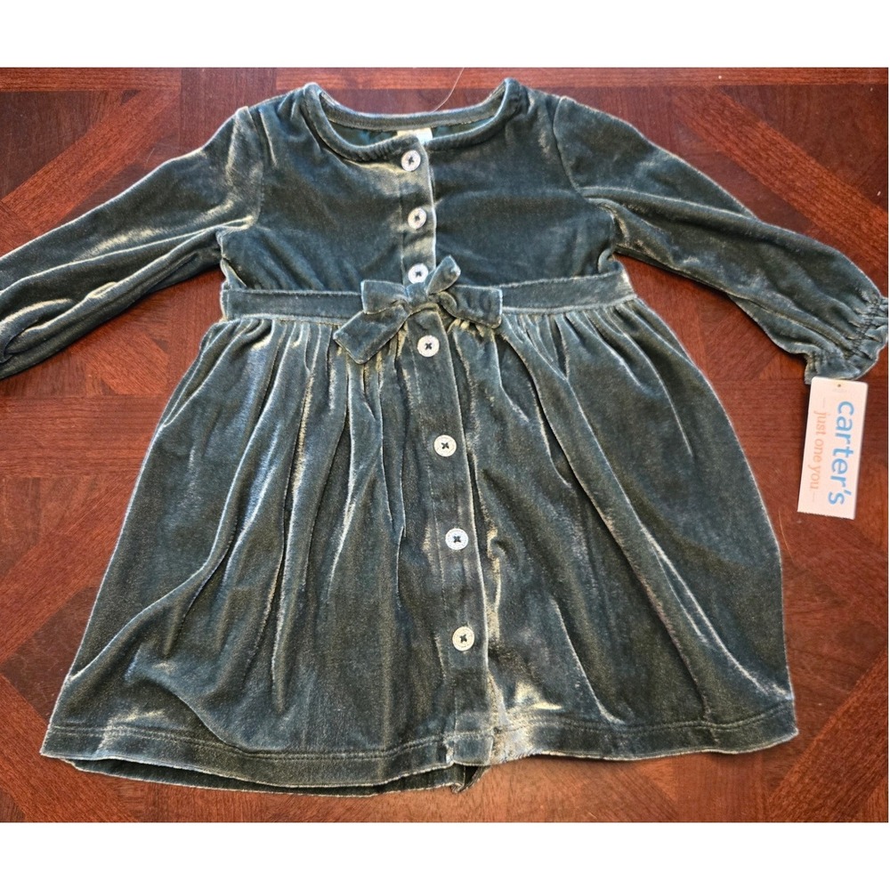 Carters Just One You Baby Girl Forest Green Velvet Dress Set 12M 1T937210 NEW